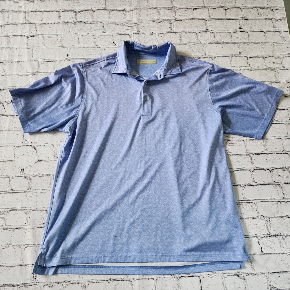 Donald Ross Men's Large Blue Paisley Golf Polo Shirt Performance Pelican Logo - Picture 3 of 10